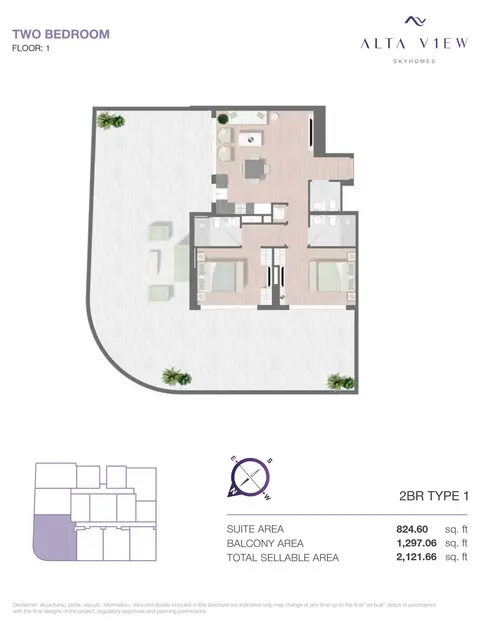 Alta V1ew Skyhomes at JVC: फ़्लोर प्लान Type 1, 2,122 sq ft