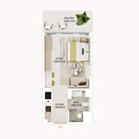 Rabdan Gardens: Floor plan Type 2, 463 sq ft