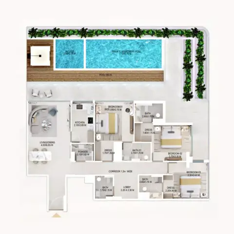 Rabdan Gardens: Floor plan Type 1, 2,890 sq ft