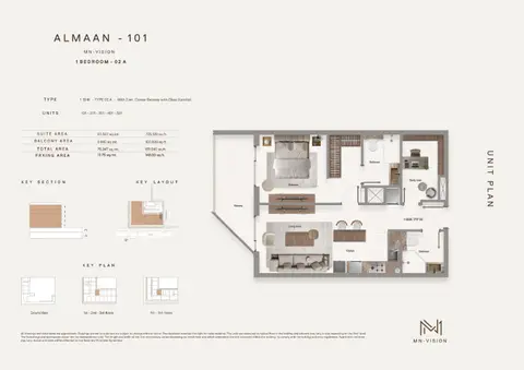 ألمان 101 في جي في سي: مخطط الطابق Unit 101-501 (Type 02A), 811 sq ft