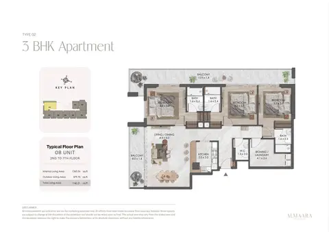 Almaara Residences at Al Furjan: Unit 08 (Type 02), 1,740 sq ft 户型图
