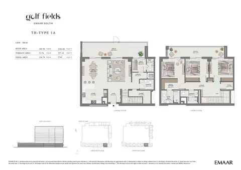 Golf Field at Emaar South: Floor plan Type 1A (Lower & Upper Floor), 2,742 sq ft
