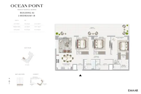 Emaar Ocean Point Mina Rashid: Plan Type 1B, 1,972 sq ft