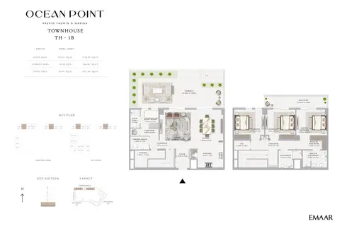 Emaar Ocean Point Mina Rashid: Plan TH-1B, 3,057 sq ft