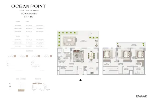 Emaar Ocean Point Mina Rashid: Plan TH-1C, 3,068 sq ft