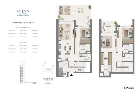 Vida Residences at Dubai Hills Estate: फ़्लोर प्लान Type 1A, 2,581 sq ft