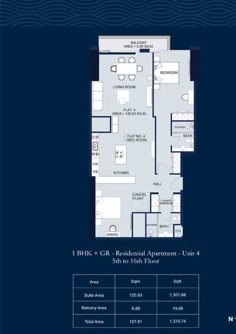 Orra The Embankment: Floor plan Unit 4, 1,376 sq ft