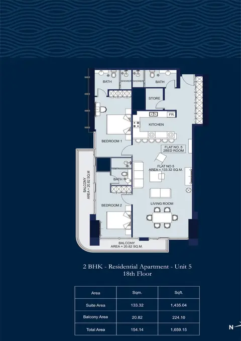 Orra The Embankment: Floor plan Unit 5, 1,659 sq ft
