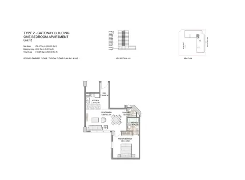 The Pulse Boulevard Apartments: फ़्लोर प्लान 1-Bedroom-Apartments,Type-2,Size-624.83-Sq.ft, 625 sq ft