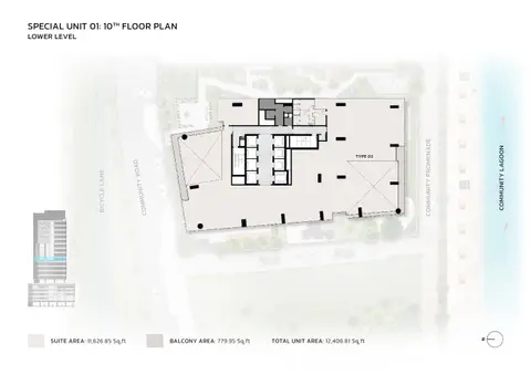 Eaton Square: Plan Type 02 (Lower Level), 12,407 sq ft
