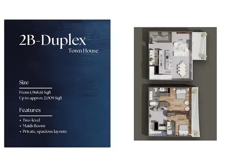 Legacy Heights at Dubai South: Планировка 2 Bedroom, 2,009 sq ft