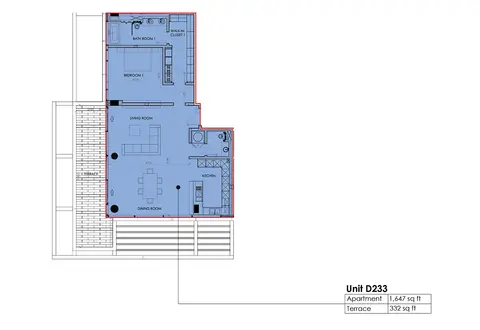 Ashjar Apartments: Floor plan unit-d233, 1,647 sq ft