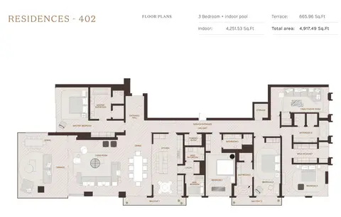 Palme Couture Residences: Floor plan 3-Bedroom,Residences-402,Size-4917.49-Sq.ft, 4,917 sq ft