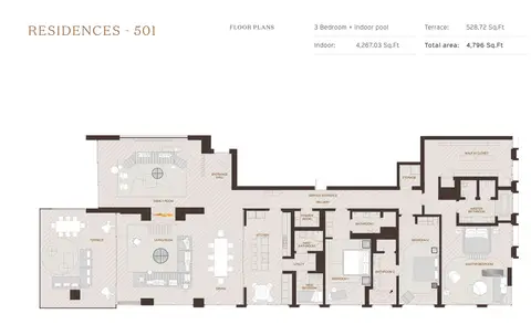 Palme Couture Residences: Floor plan 3-Bedroom,Residences-501,Size-4796-Sq.ft, 4,796 sq ft
