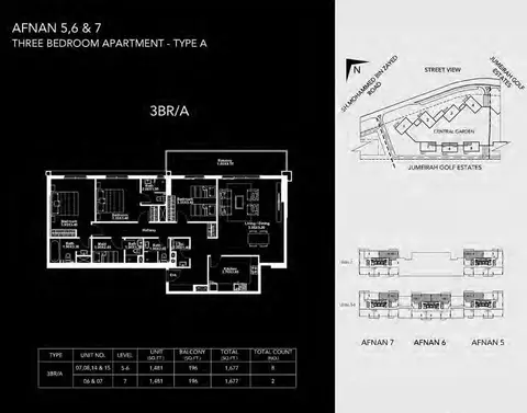 ميدتاون من ديار: مخطط الطابق Three Bedroom - Type A, 1,677 sq ft