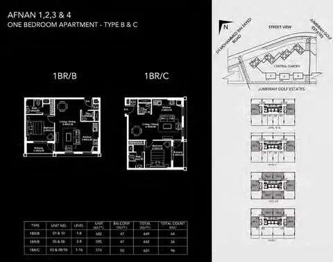 ميدتاون من ديار: مخطط الطابق Type B & C, 649 sq ft