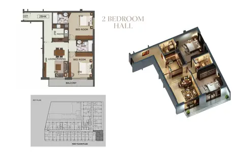 Oxford Residence: Floor plan Floor Plan, 996 sq ft