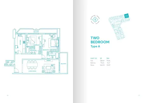 AG Tower: Floor plan TYPE A (UNIT 01), 1,463 sq ft