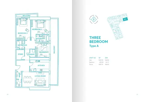 AG Tower: Floor plan TYPE A (UNIT 02), 1,988 sq ft