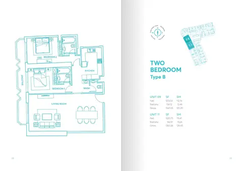 AG Tower: Floor plan TYPE B (UNIT 09-11), 1,363 sq ft