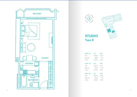 AG Tower: Floor plan TYPE B (UNIT 12-15), 562 sq ft