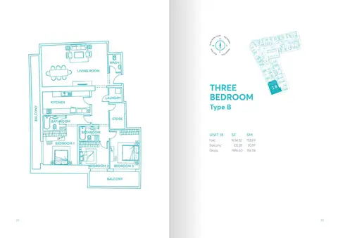 AG Tower: Floor plan TYPE B (UNIT 18), 1,987 sq ft