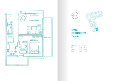 AG Tower: Floor plan TYPE B (UNIT 19), 1,194 sq ft