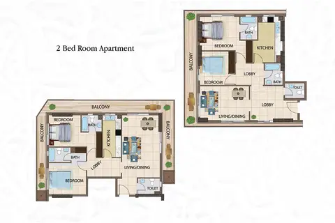 Arabian Gate: फ़्लोर प्लान 2 Bedroom Apartments