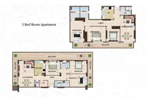 Arabian Gate: फ़्लोर प्लान 3 Bedroom Apartments