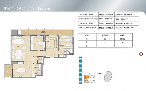 Sparkle Towers: Floor plan Penthouse Top Floor-4773.64 sqft., 4,773 sq ft
