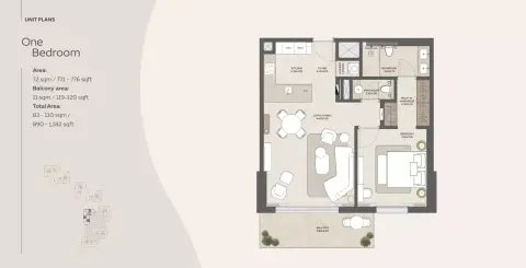 Mahra: Floor plan Type 1, 1,182 sq ft