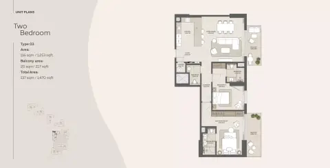 Mahra: Floor plan Type 3, 1,470 sq ft