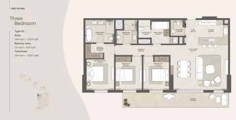 Mahra: Floor plan Type 1, 1,820 sq ft