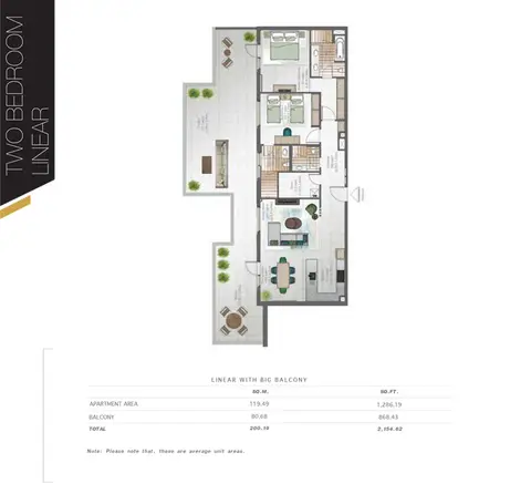 Hyati Avenue: Floor plan 2 Bedroom, 2,153 sq ft