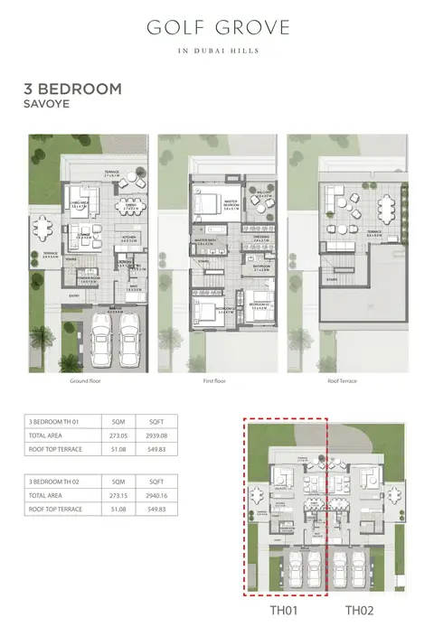 جولف جروف: مخطط الطابق 3 Bedroom Size Savoye Size 2940 sqft, 2,940 sq ft