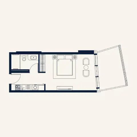 Trussardi Residences Phase 2: Floor plan Type 1, 415 sq ft
