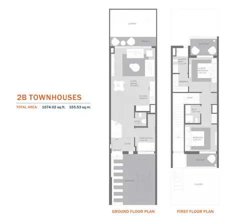 MAG Eye Meydan: Floor plan 2B Townhouses,Size 1674.02 Sq.ft, 1,674 sq ft