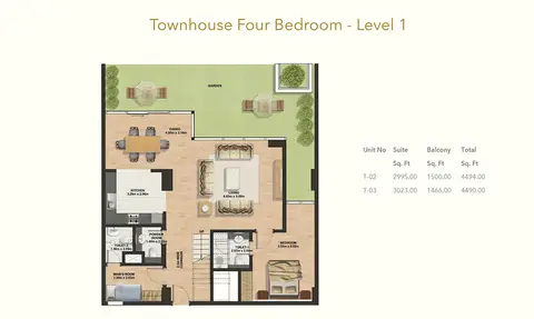 Gemini Splendor: Floor plan 4 Bedroom-Townhouse-level 1, 4,494 sq ft