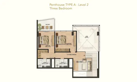 Gemini Splendor: Floor plan 3 Bedroom-Penthouse-Type A-level 2, 2,841 sq ft