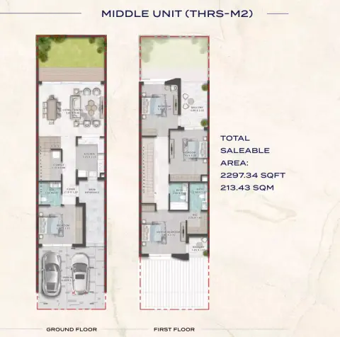 Damac Riverside: Floor plan Type 2, 2,297 sq ft
