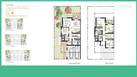 Urbana 2: Floor plan 4 Bedroom Townhouse Type 1E, Size 2535 sq ft, 2,535 sq ft