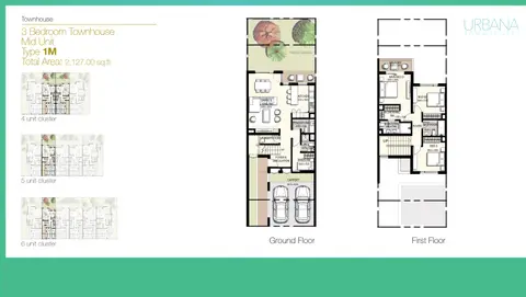 Urbana 2: Floor plan 3 Bedroom Townhouse Type 1M, Size 2127 sq ft, 2,127 sq ft