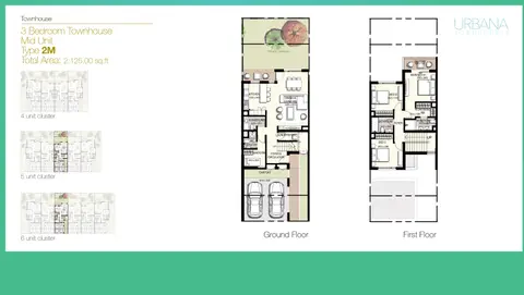 Urbana 2: Floor plan 3 Bedroom Townhouse Type 2M, Size 2125 sq ft, 2,125 sq ft