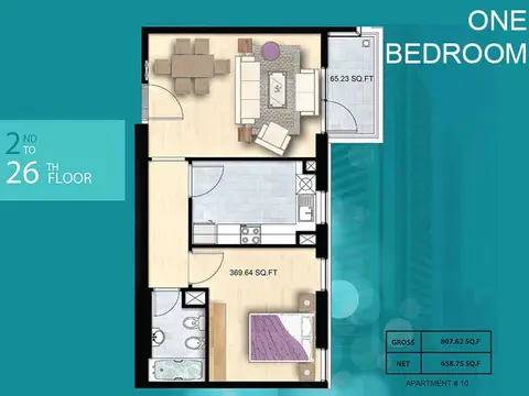 Al Manara Tower: Floor plan Floor Plan, 807 sq ft