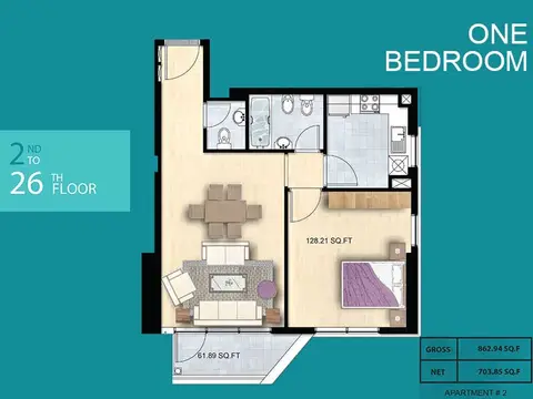 Al Manara Tower: Floor plan Floor Plan, 862 sq ft