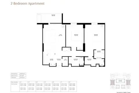 The Terraces: Floor plan 2-Bedroom-Apartment, Size-1171-Sq Ft, 1,171 sq ft