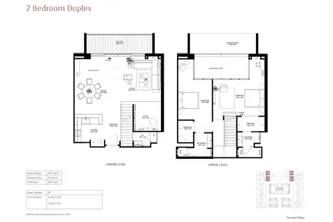 The Terraces: Floor plan 2-Bedroom-Duplex, Size-1477-Sq Ft, 1,477 sq ft