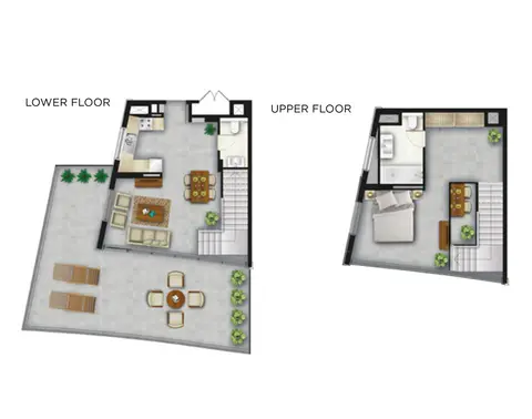 Shamal The Waves: Floor plan 1 Bedroom Loft, 1,133 sq ft