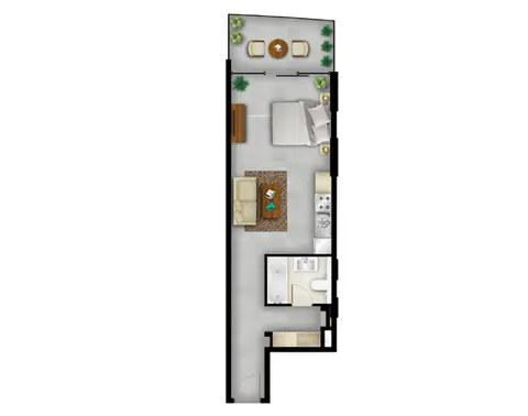 Shamal The Waves: Floor plan Typical-B-studio Apartments, 1,133 sq ft