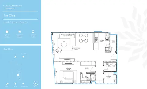 Serenia Residences: Floor plan East Wing 1 Bedroom L-G T-3, 1,066 sq ft